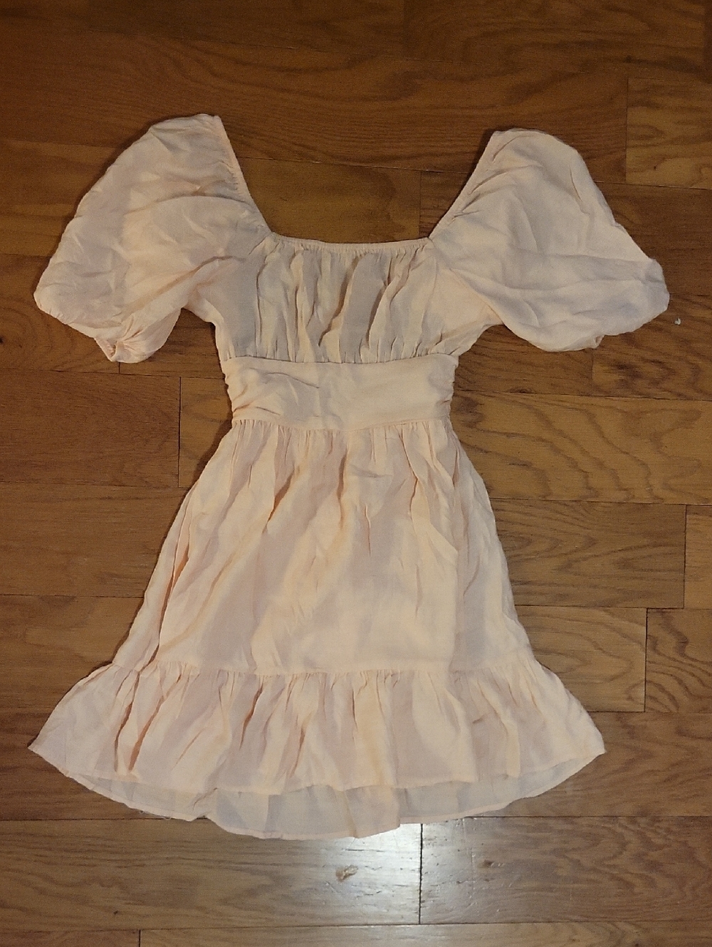 Altar'd State Peach Ruffle Puff-Sleeve Dress